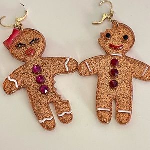 Betsey Johnson Gingerbread Man/Woman Drop earrings